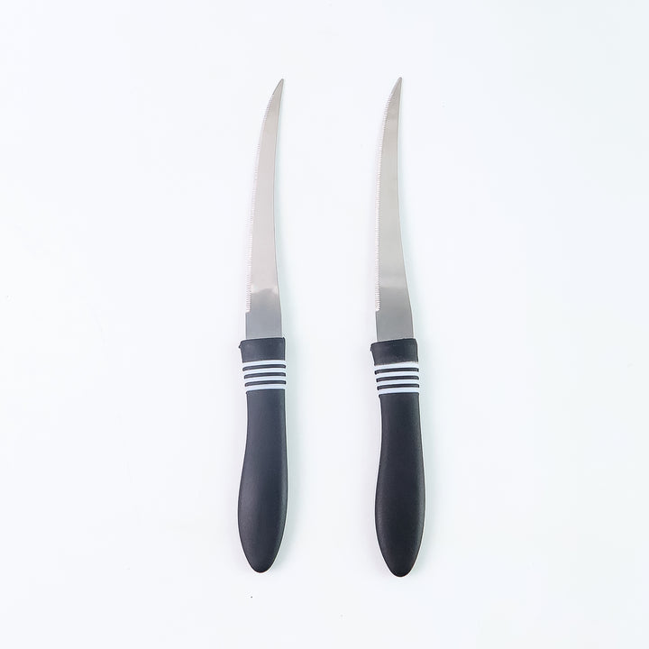 Premium Curved Serrated Stainless Steel Kitchen Knife Set (Mix Color  2 Pc) - Trendex