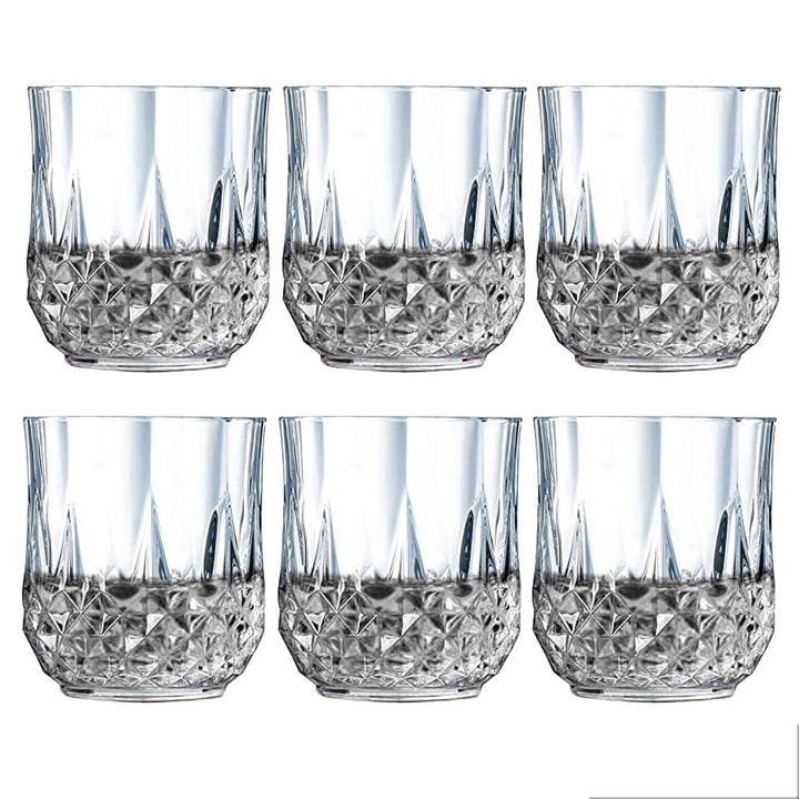 2341 Heavy Unbreakable Stylish Look Fully Transparent Glasses Set 250ml (6pcs) - Trendex