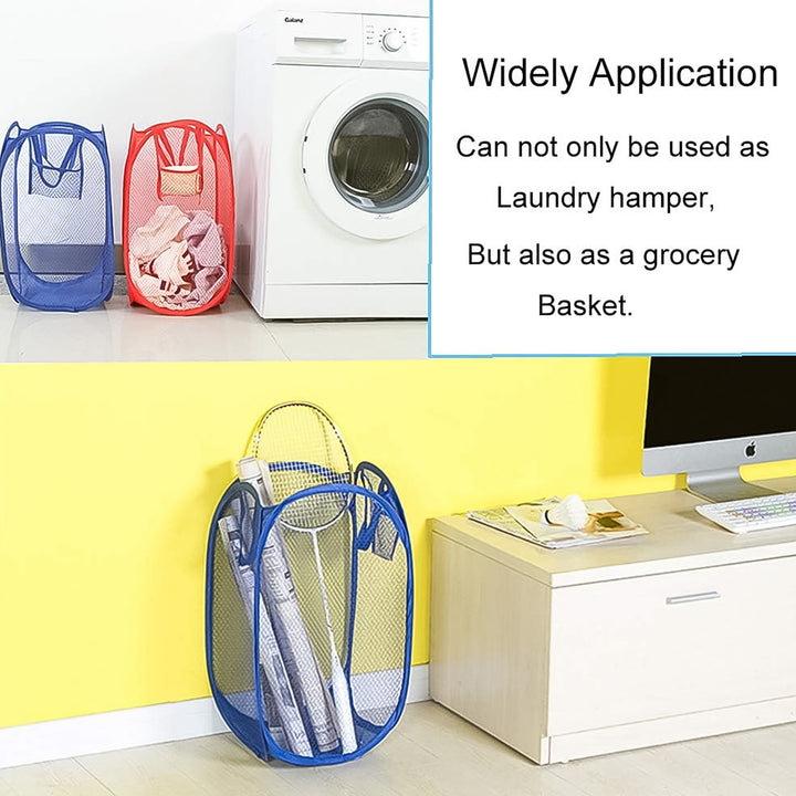 Foldable Collapsible Mesh Laundry Bag Pack Of 1 (Mix Color) - Trendex