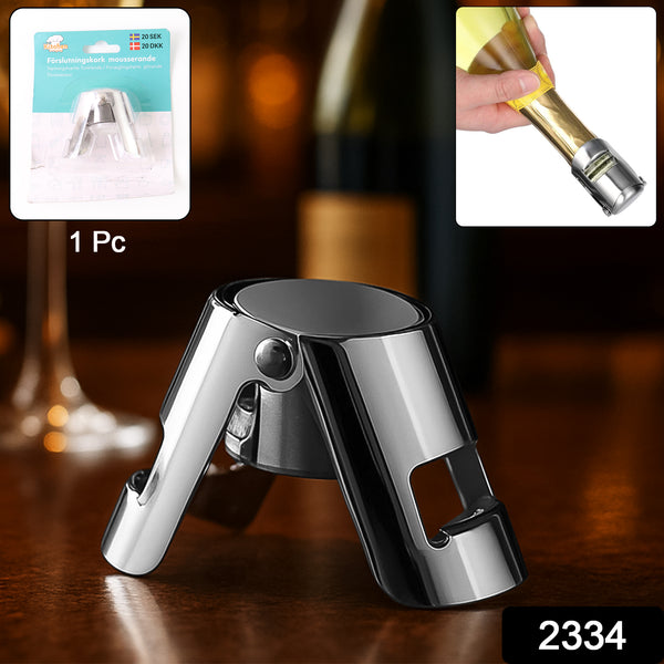 2334 Stainless Steel Sealed Sparkling Champagne Bottle Stopper Big Size - Trendex
