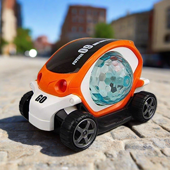 17922 Plastic 360 Degree Rotating Stunt Car Toy For Kids - Bump And Go Action With 4d Lights And Music Plastic Mini Car With Disco Ball (1 Pc  Battery Not Included) - Trendex