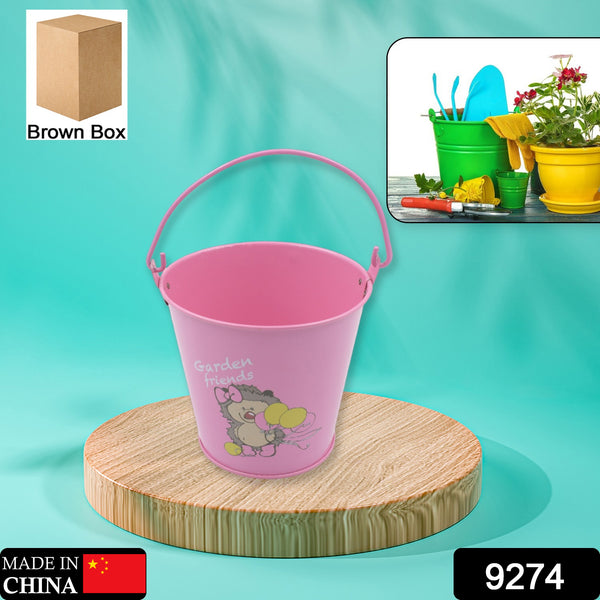 9274 Small Metal Buckets With Handles Bucket Plant Kids Pot Plant Succulents Metal Flower Bucket Metal Candy Bucket Ice Bucket Bucket Metal Succulent Flower Pot Creativity (1 Pc) - Trendex