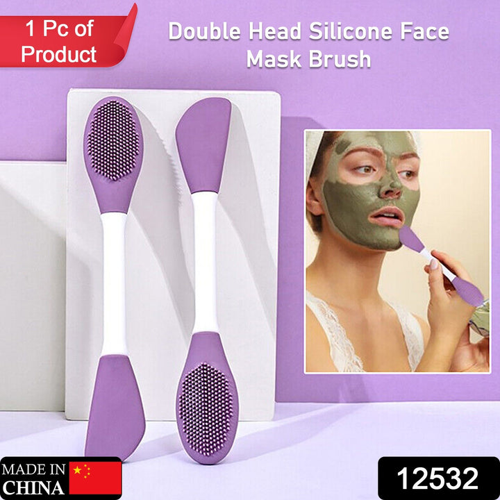 12532 Double-headed Silicone Mask Brush Face Cleansing And Applying Mud Mask Beauty Salon Special Brush Smear Tool Facial Scrub Silicone Wash Scrubber Face Tools (1 Pc) - Trendex