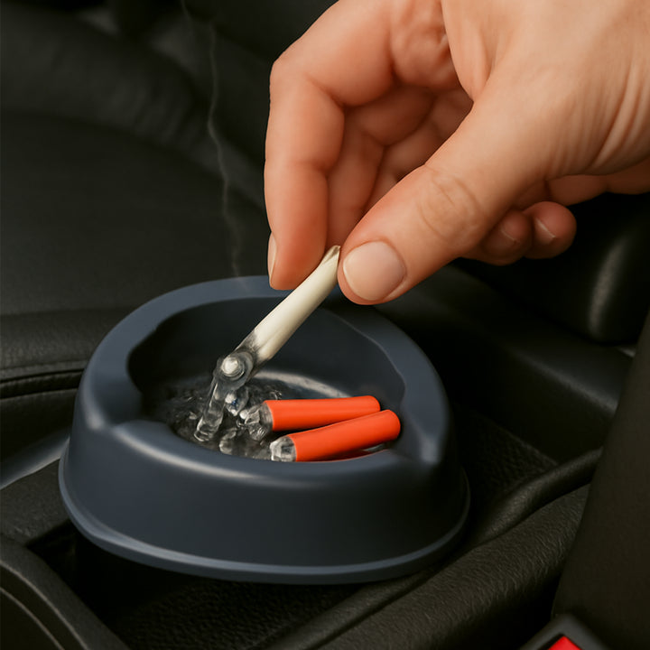 Oblivion Durable Plastic Ashtray With Wide Bowl And Triple Cigarette Holder Slots (1 Pc) - Trendex