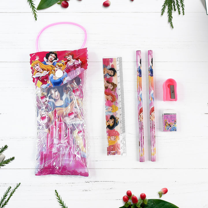 4643 Mix Design Cartoon Wooden Pencil Set Stationary Set 5 In 1 Items Educational Item For School Going Kids Stationary Set For Girls Boysstationary For Schoolgift Pack For Girls Kidsbirthday Gift Kids (5 Pc Set ) - Trendex