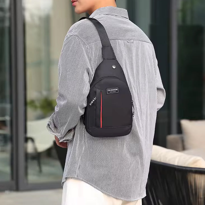 12859 Waterproof Anti Theft Cross-body Fanny Pack Waist Bag Shoulder Bags Chest Men Casual Fashion Usb Charging Earphone Hook Sling Travel Bag (1 Pc) - Trendex