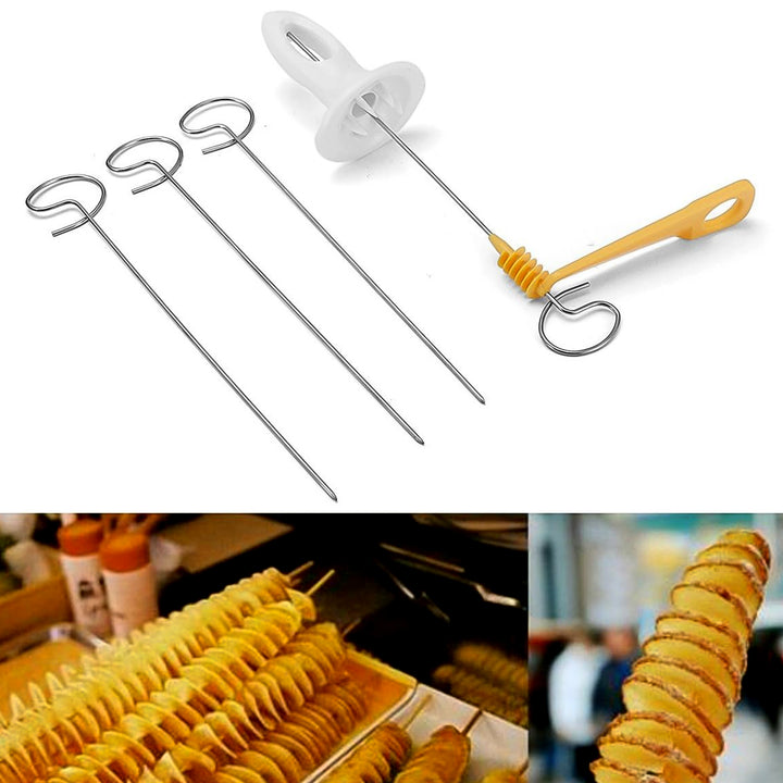 1 Set Potato Spiral Cutter Potato Twister (4 Spits) - Trendex