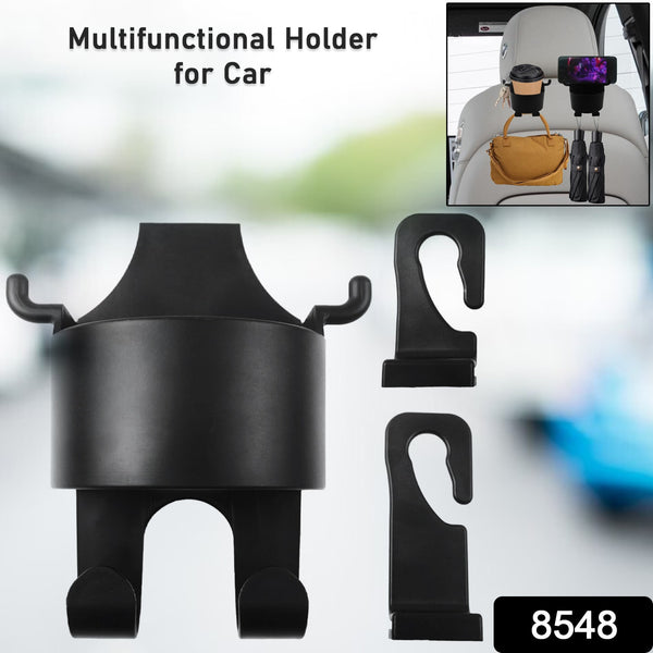 8548 Car Headrest Backseat Organizer 3 In 1 Automotive Cell Phone Drink Cupholder Adapter With Headrest Hooks For Kids And Adults Multifunctional Storage For Car Travel Accessories - Trendex
