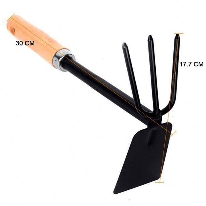 1578 2 In 1 Double Hoe Gardening Tool With Wooden Handle - Trendex