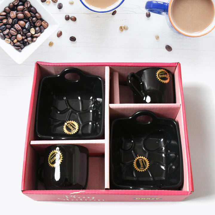 8229 Play Station Ceramic Tea  Cups  Mug Set With Handle Serving Bowl Milk Cup Coffee Cup Tea Cup Breakfast Cup Drinking Mug Or Outdoor For Household Gift For Birthday Wedding Party (4 Pcs Set) - Trendex