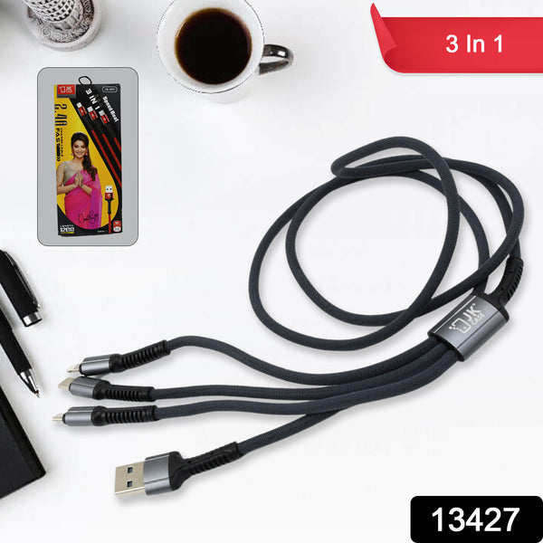 3 In 1 Multi Super Fast Charging Cable (1 Pc  1200 Mm) - Trendex