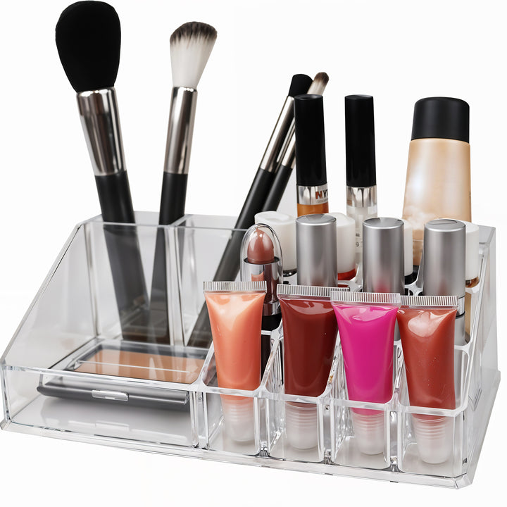 6282 16 Compartment Cosmetic Makeup Jewellery Lipstick Storage Organiser Box Cosmetic Storage Box Make-up Lipstick Organizer  Lipstick Holder Case  Transparent - Trendex