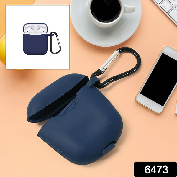 6473 Silicone Shockproof Protection Wireless Headphones Carrying Box Cover With Metal Keychain - Trendex