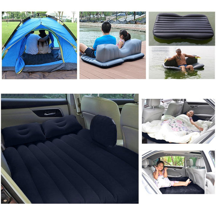 8043 Car Inflatable Bed With 2 Pillows   Air Pump (Portable) For Travel Camping Vacation  Polyester Inflatable Travel Car Bed Air Sofa With Two Inflatable Pillow And Air Pump For Car Back Seat Air Pump Random Colour - Trendex