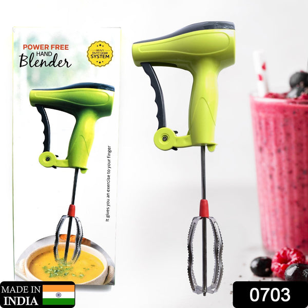 0703 Power Free Manual Hand Blender With Stainless Steel Blades Milk Lassi Maker Egg Beater Mixer Rawai - Trendex