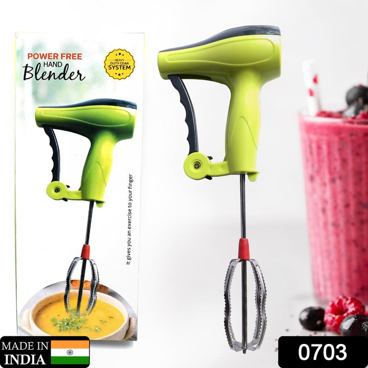 0703 Power Free Manual Hand Blender With Stainless Steel Blades Milk Lassi Maker Egg Beater Mixer Rawai - Trendex