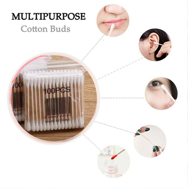6016 Cotton Swabs Bamboo With Wooden Handles For Makeup Clean Care Ear Cleaning Wound Care Cosmetic Tool Double Head Biodegradable Eco Friendly (Pack Of 20) - Trendex