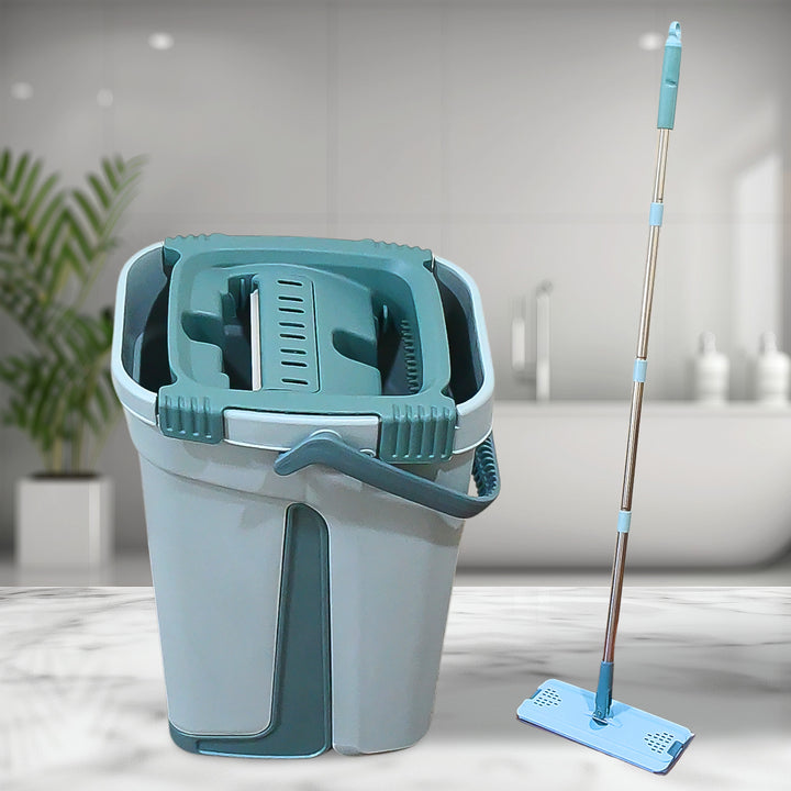 1142 Scratch Cleaning Mop With 2 In 1 Self Clean Wash Dry Hands Free Flat Mop - Trendex