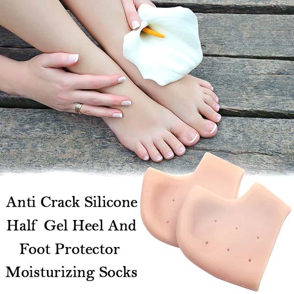 1475 Anti Crack Silicone Half Gel Heel And Foot Protector Moisturizing Socks - Trendex