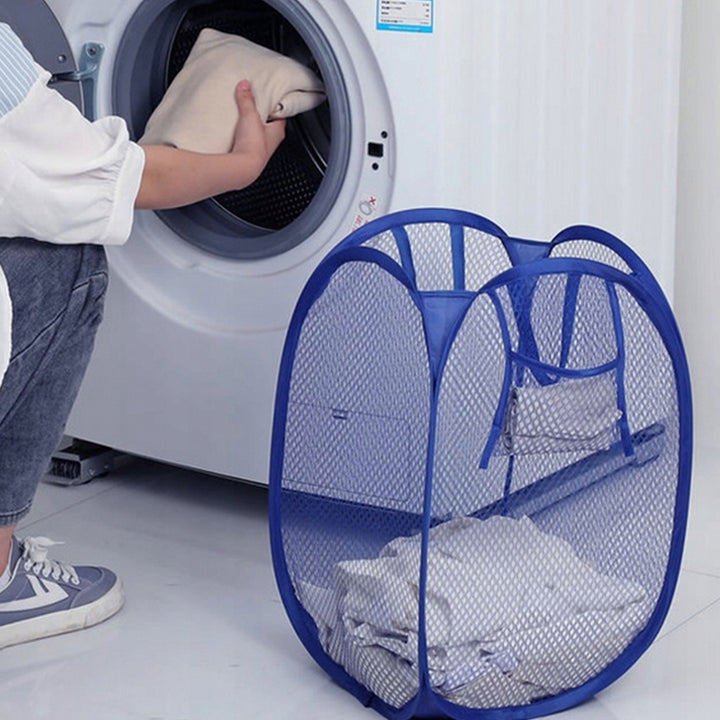 Foldable Collapsible Mesh Laundry Bag Pack Of 1 (Mix Color) - Trendex