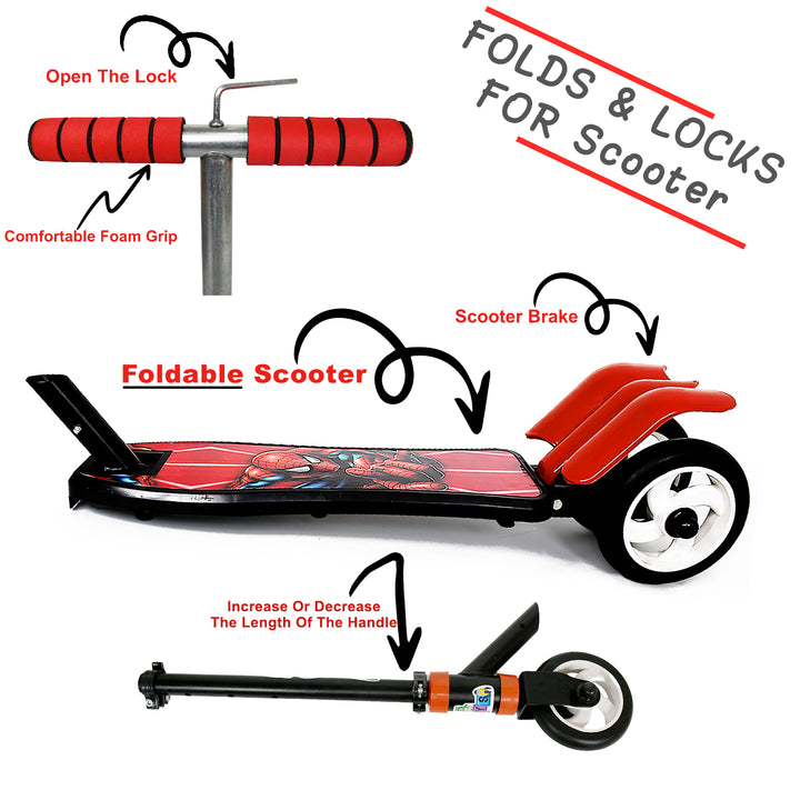 Basic Kids Ride On Leg Push Scooter For Boys And Girls (4 - 8 Years Old Kids) Foldable Scooter Cycle With Height Adjustment For Boys And Girls Multicolor (1 Pc  3 Wheel) - Trendex