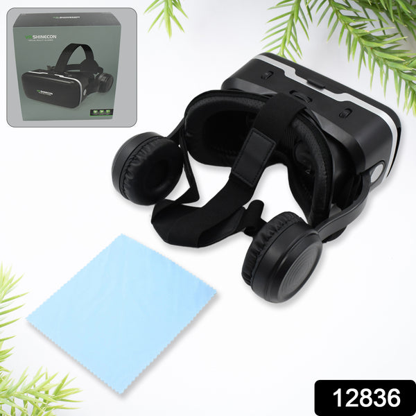 12836 3d Hd Vr Glasses Virtual Reality Goggles Headset For Ios For Android Smartphonevr Goggles-for 3d Vr Movies Video Games With Headphones (1 Pc) - Trendex