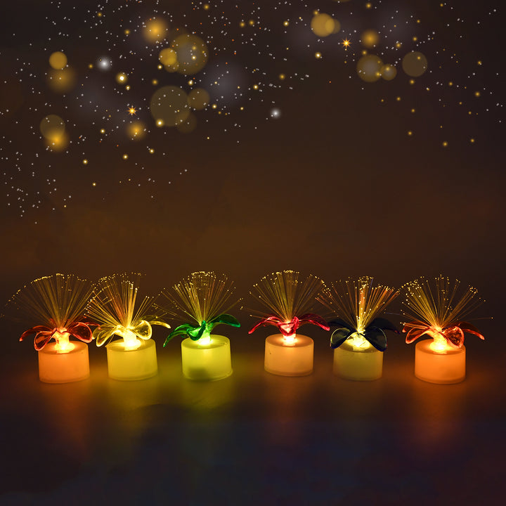 6237 Fiber Optic Light Mini Color Change Led Table Centerpieces  Light Up Candle - Pack Of 12 - Trendex