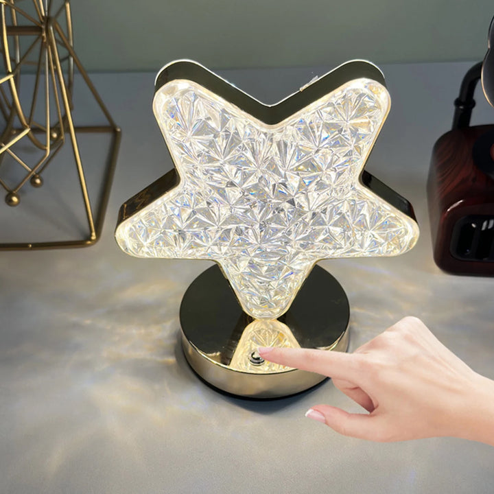 12571 Star Shape Crystal Diamond Lamp Cordless Luxury Lamp With Usb Rechargeable 3-way Dimmable  Touch Control Decorative Nightstand Lamp For Bedroom Living Room Party Restaurant Decor (1 Pc ) - Trendex