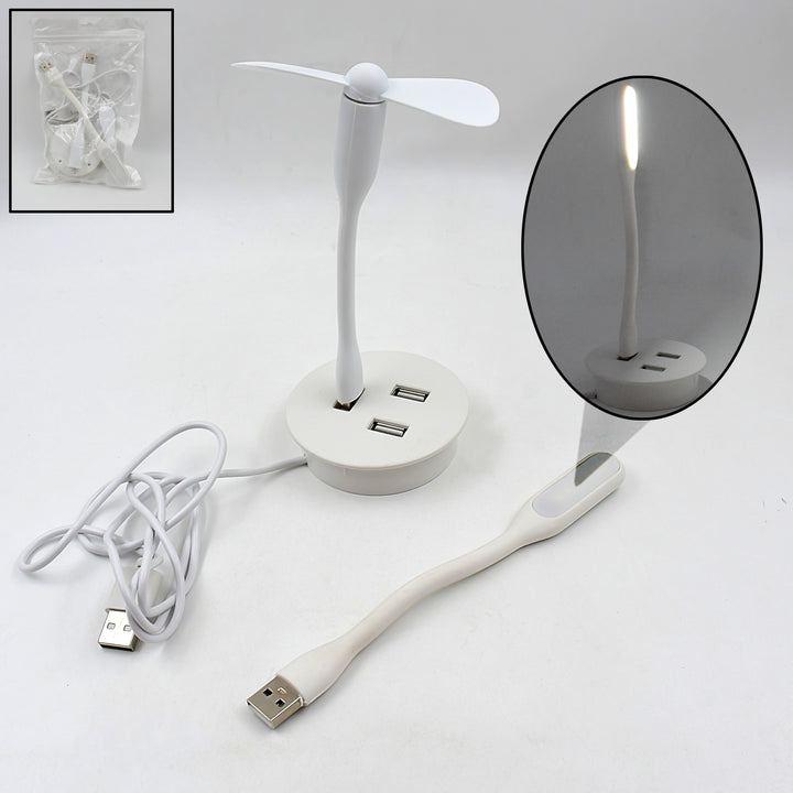 Portable Mini Usb Fan Usb Ligh  Usb 3 Hub  Port Combo - Trendex