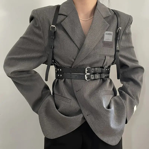 Double Layer Buckle Fashion All-match Casual PU Leather Strap Belt Women - Trendex