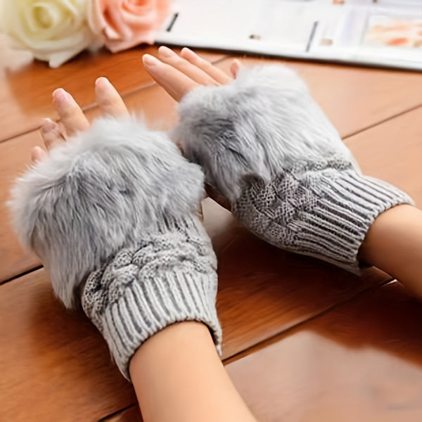 Women's Knit Fingers Gloves Soft Polyester - Trendex