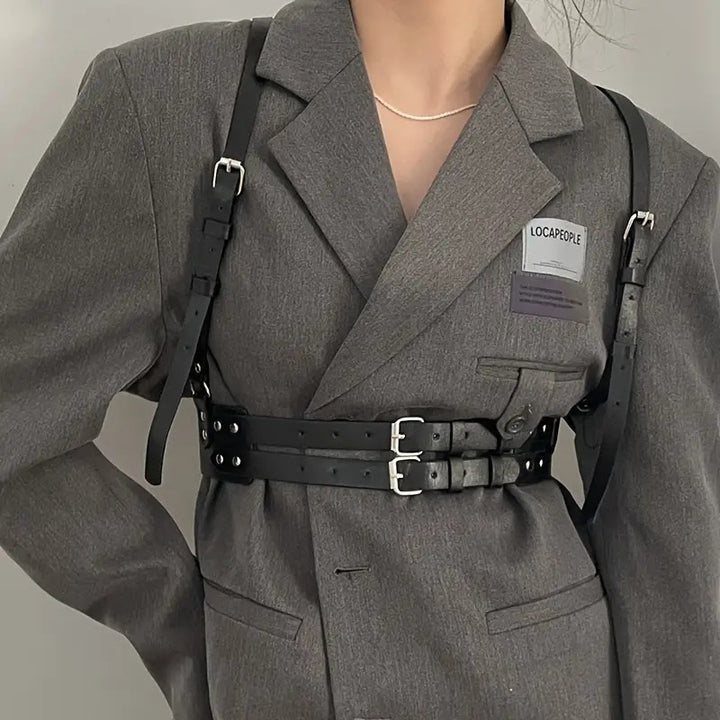 Double Layer Buckle Fashion All-match Casual PU Leather Strap Belt Women - Trendex