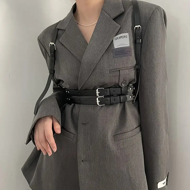 Double Layer Buckle Fashion All-match Casual PU Leather Strap Belt Women - Trendex