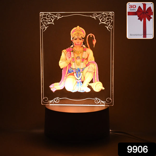 Beautiful 3d Lord Hanuman Frame With Soft White Light (1 Pc) - Trendex