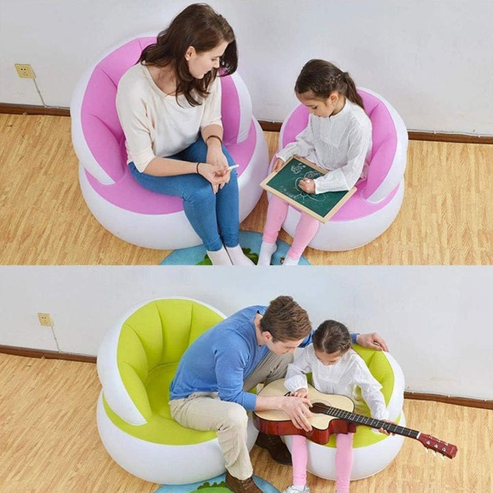 Kids Inflatable Sofa Chair With Backrest  Foot Air Pump With Hose (1 Set  85x74 Cm Approx) - Trendex