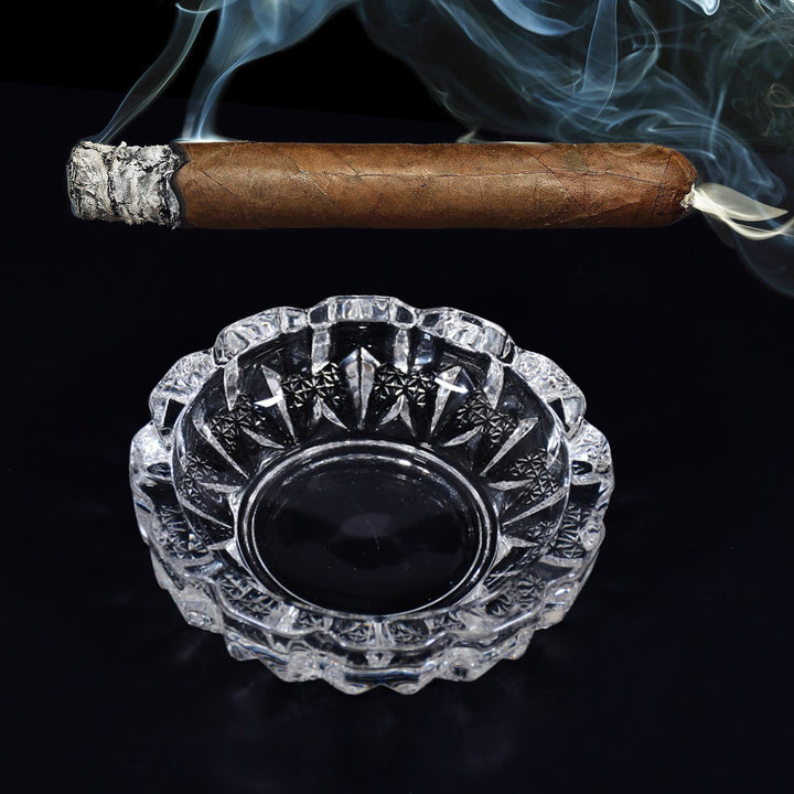 4066 Paricutin Glass Crystal Quality Cigar Cigarette Ashtray Round Tabletop For Home Office Indoor Outdoor Home Decor - Trendex