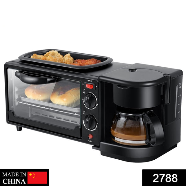 2788 3 In 1 Breakfast Maker Portable Toaster Oven Grill Pan  Coffee Maker Full Breakfast Ready At One Go - Trendex