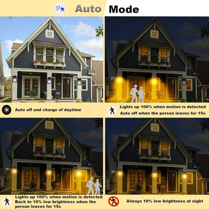 9428 Solar Wall Lights  Lamp Outdoor Wireless Dusk To Dawn Porch Lights Fixture Solar Wall Lantern With 3 Modes  Motion Sensor Waterproof Exterior Lighting With Clear Panel (1 Pc ) - Trendex