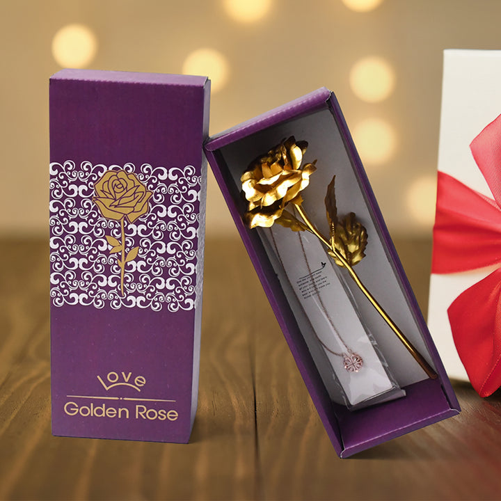 Golden Rose  Necklace Set Perfect Gift Set - Trendex