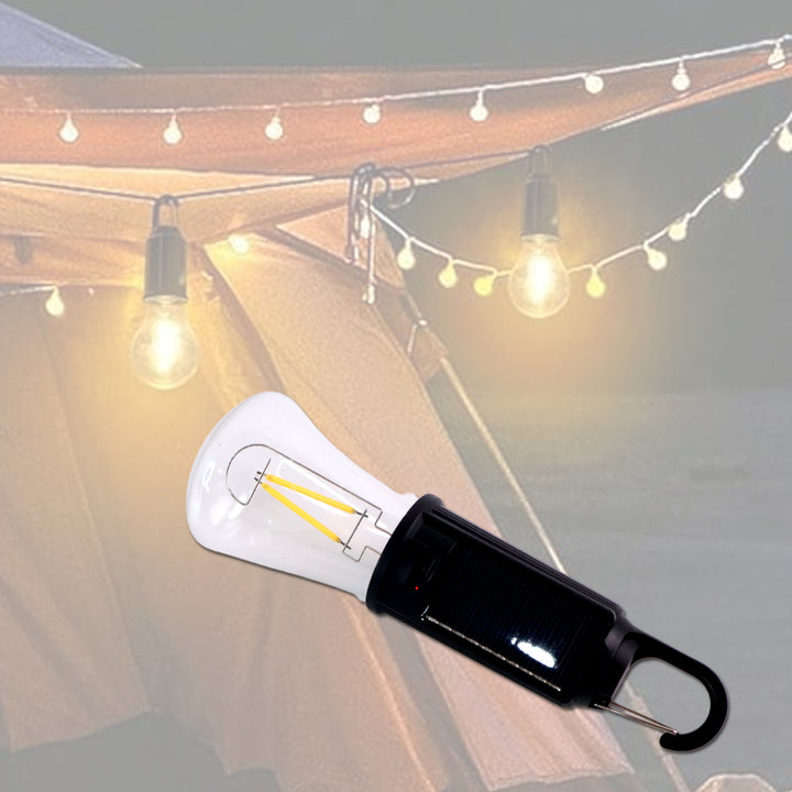 Solar  Usb Rechargeable Led Hanging Camping Bulb Lantern Light (1 Pc) - Trendex