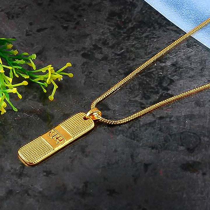 Golden Ram Naam Locket With Chain (1 Pc) - Trendex