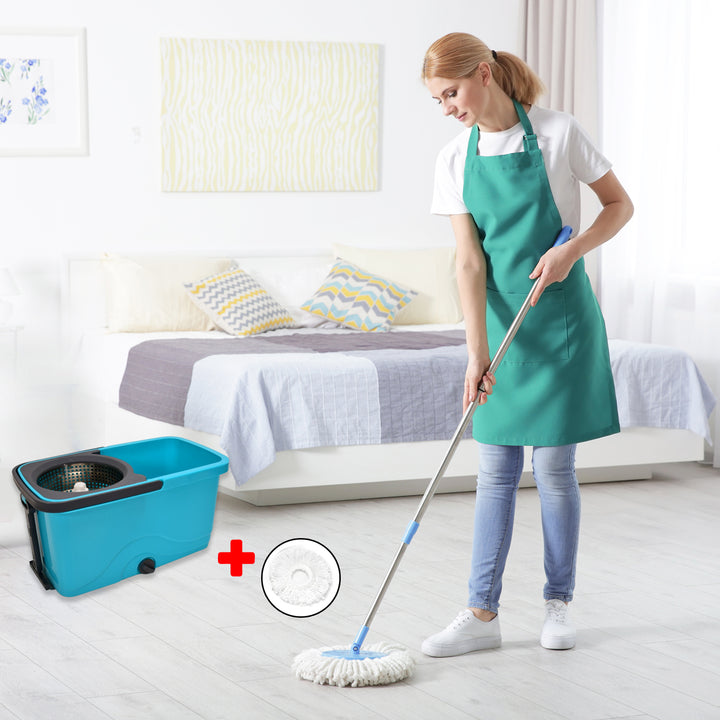 4027 Quick Spin Mop Plastic Spin Bucket Floor Cleaning Easy Wheels  Big Bucket Floor Cleaning Mop With Bucket - Trendex