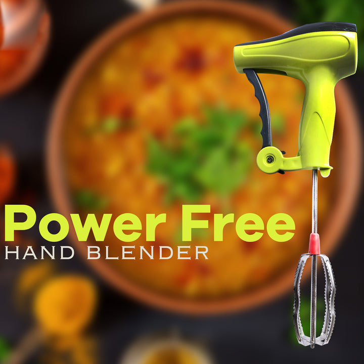 0703 Power Free Manual Hand Blender With Stainless Steel Blades Milk Lassi Maker Egg Beater Mixer Rawai - Trendex