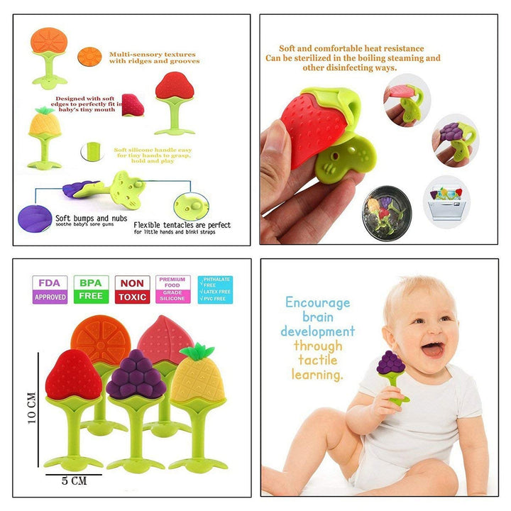 4490 Silicone Fruit Shape Teether Toy Food Grade Silicon Teether Use For Baby  Toddlers  Infants  Children - Trendex