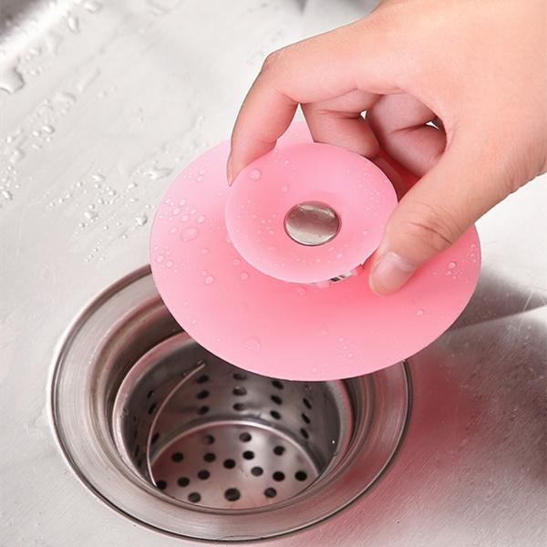 1163 Creative 2-in-1 Silicone Sewer Sink Sealer Cover Drainer (Multicolour) - Trendex