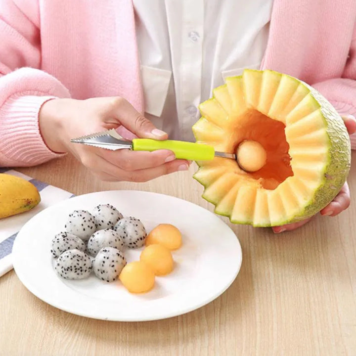 7031 Multifunctional Stainless Steel Fruit Vegetable Pattern Carving Knife Peeler Corer Spherical Dig Ball Scoop Garnishing Dig Ball Spoon Kit. - Trendex