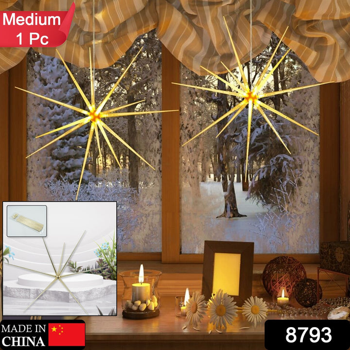 3d Gold Star Hanging Decoration Star Acrylic Look  Hanging Luminous Star For Windows Home Garden Festive Embellishments For Holiday Parties Weddings Birthday Home Decoration ( Big  Medium Small ) - Trendex