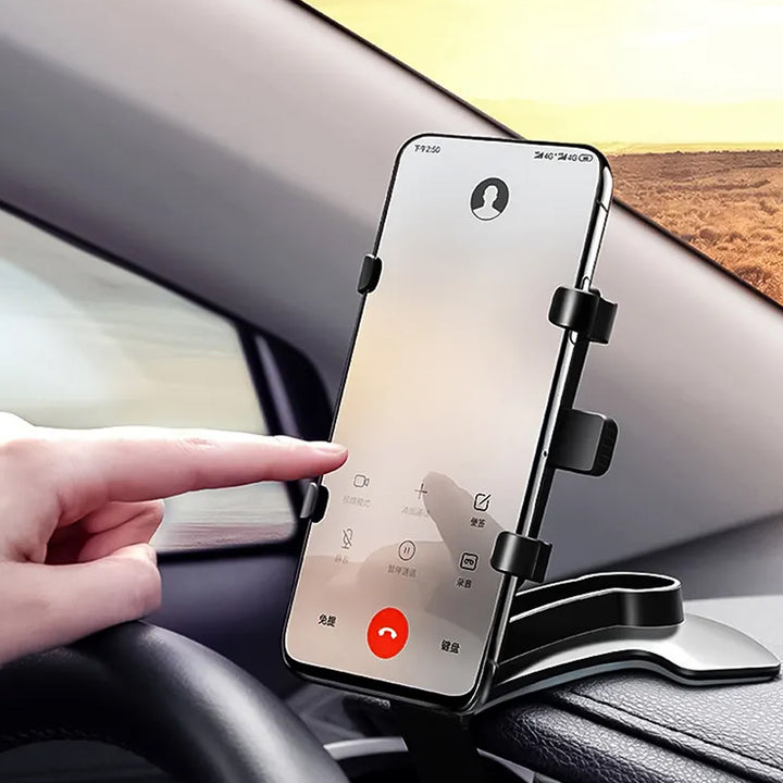 6948  Car Phone Holder Clip Mount 360 Degree Rotation Dashboard Rear View Mirror Sun Visor Smartphone Hud Navigation Fold Stand Plastic Black Compatible For All Smart Phones - Trendex