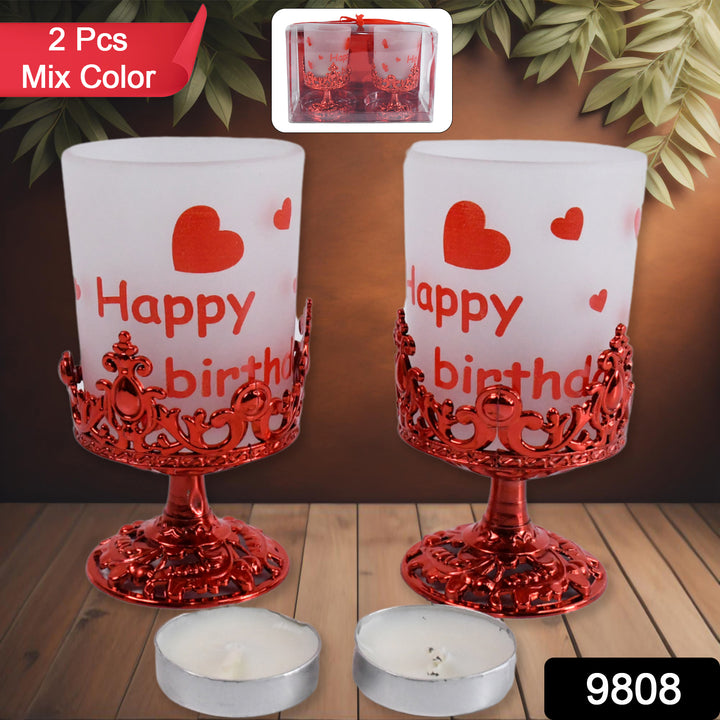 Tealight Holder Stylishly Shaped Candle Diya Stand Plastic Beautiful Design Festival (2 Pc  Mix Design) - Trendex