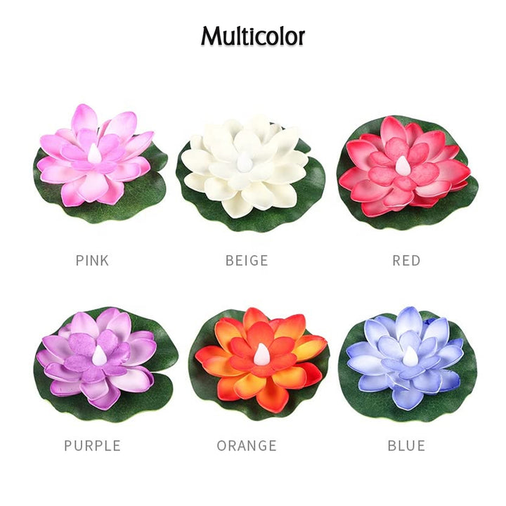 6556 Water Floating Smokeless Candles  Lotus Flowers Sensor Led Tealight For Outdoor And Indoor Decoration - Pack Of 6 Candle Candle (Pack Of 6) - Trendex